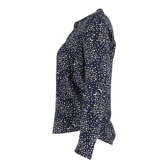 Stella McCartney Moon and Star Print Shirt in Navy Blue Silk - Picture 2 of 3